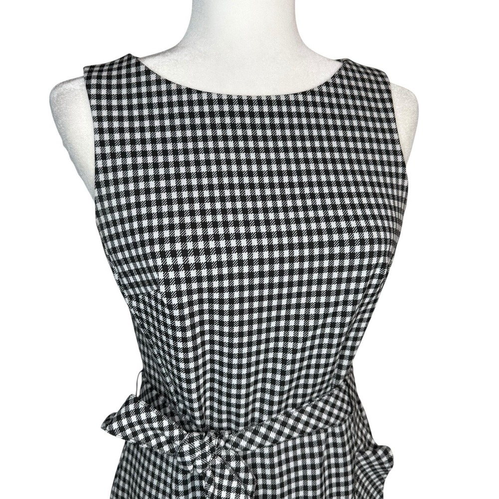 NWOT Calvin Klein Dress 4 Gingham Sleeveless Flounce‎ Ruffle Asymmetrical Career - Picture 4 of 10